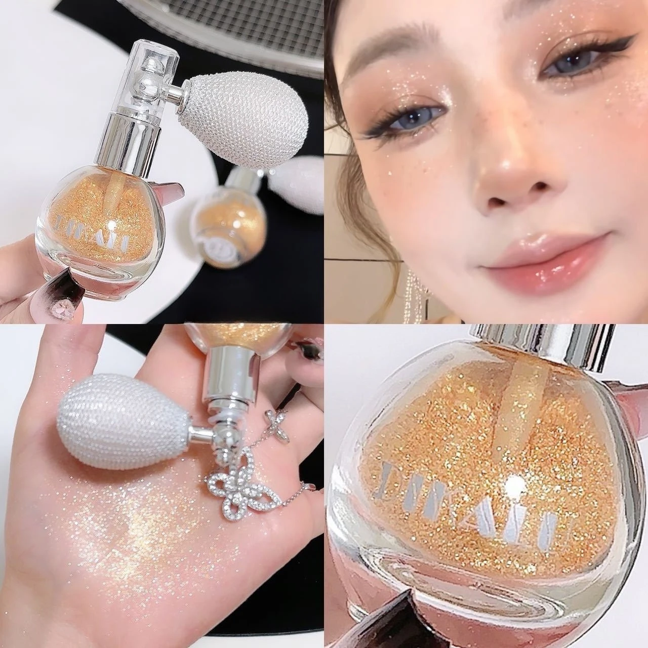 DIKALU Spray corporal de alto brilho Spray de pó flash corporal dourado de alto brilho para atingir flash multiuso