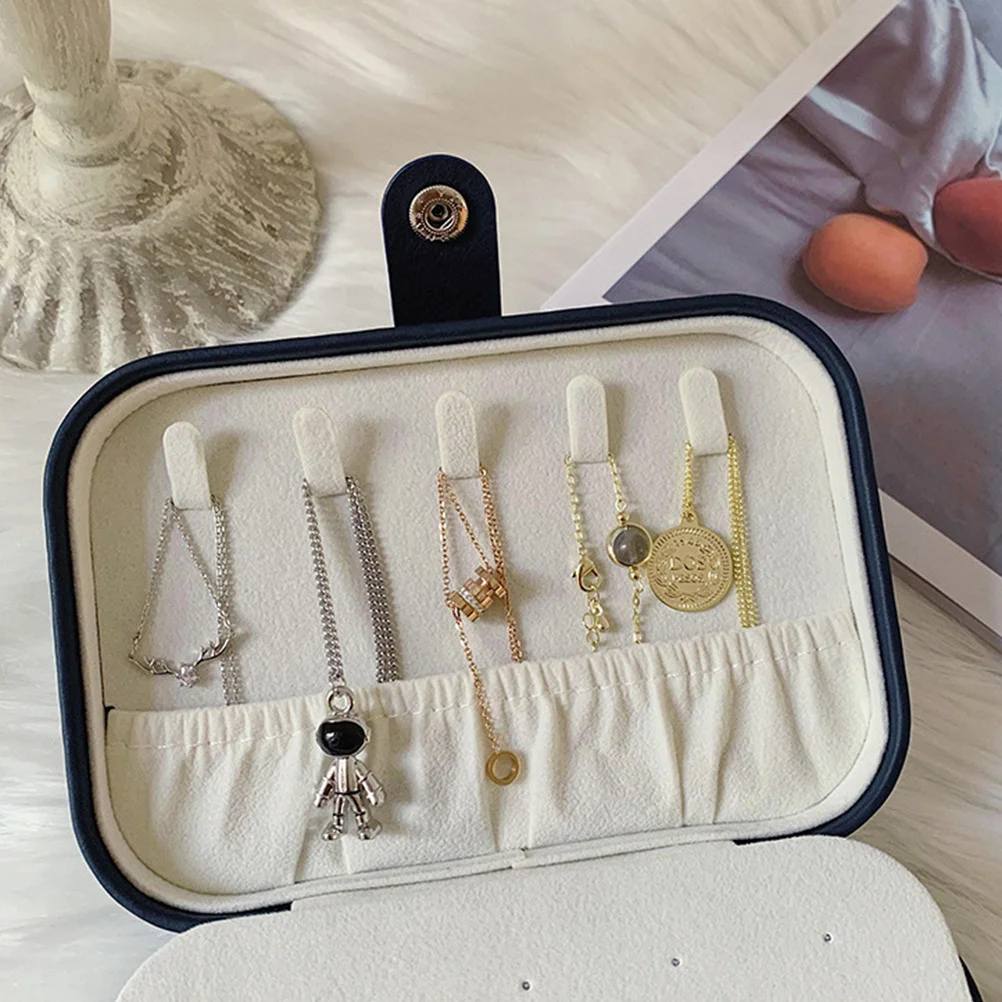 Double-Layer Jewelry Box Portable Organizer Black Travel Case Anti-Scratch Sturdy No Fading Easy to Place Inside Luggage