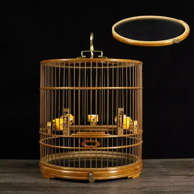 Wooden Large Round Bird Cages Budgie Canary Portable Drawer Carrier Bird Cages Southe Park Cage Oiseau Birds Supplies WZ50BC