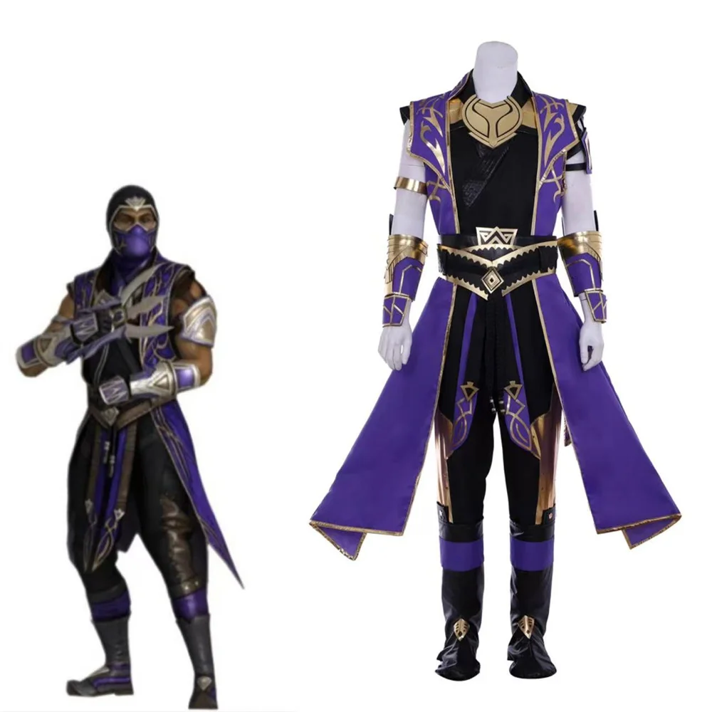 مورتال كومبات المطر تأثيري حلي الرجال الأرجواني المحارب موحدة مجموعة كاملة ملابس حفلات الهالوين كرنفال