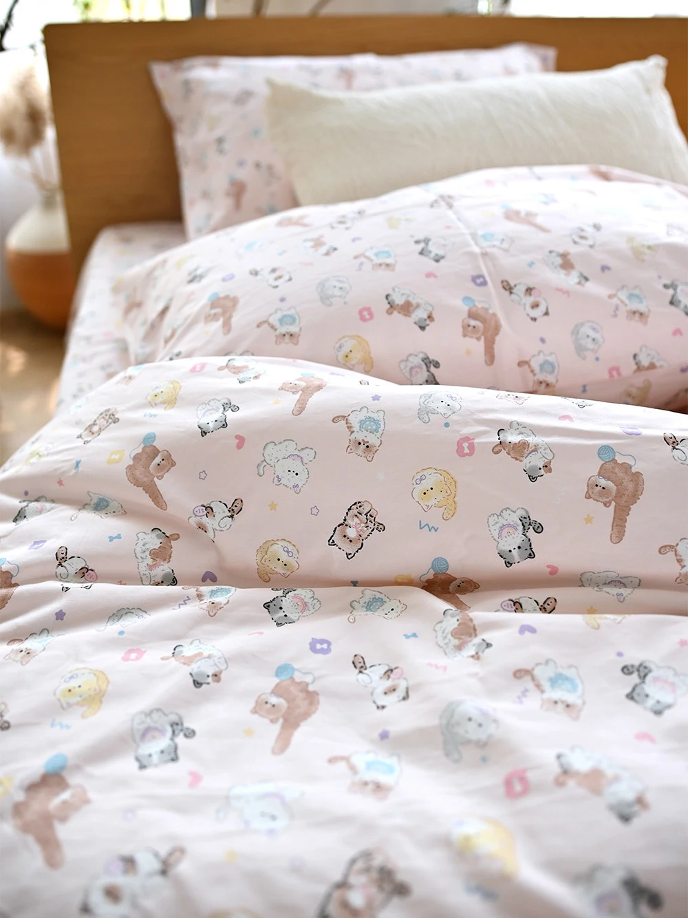 Soft Breathable 100% Cotton Duvet Cover Cute Comforter Bedding Set for Single Twin Full Size Ideal for Students & Adults