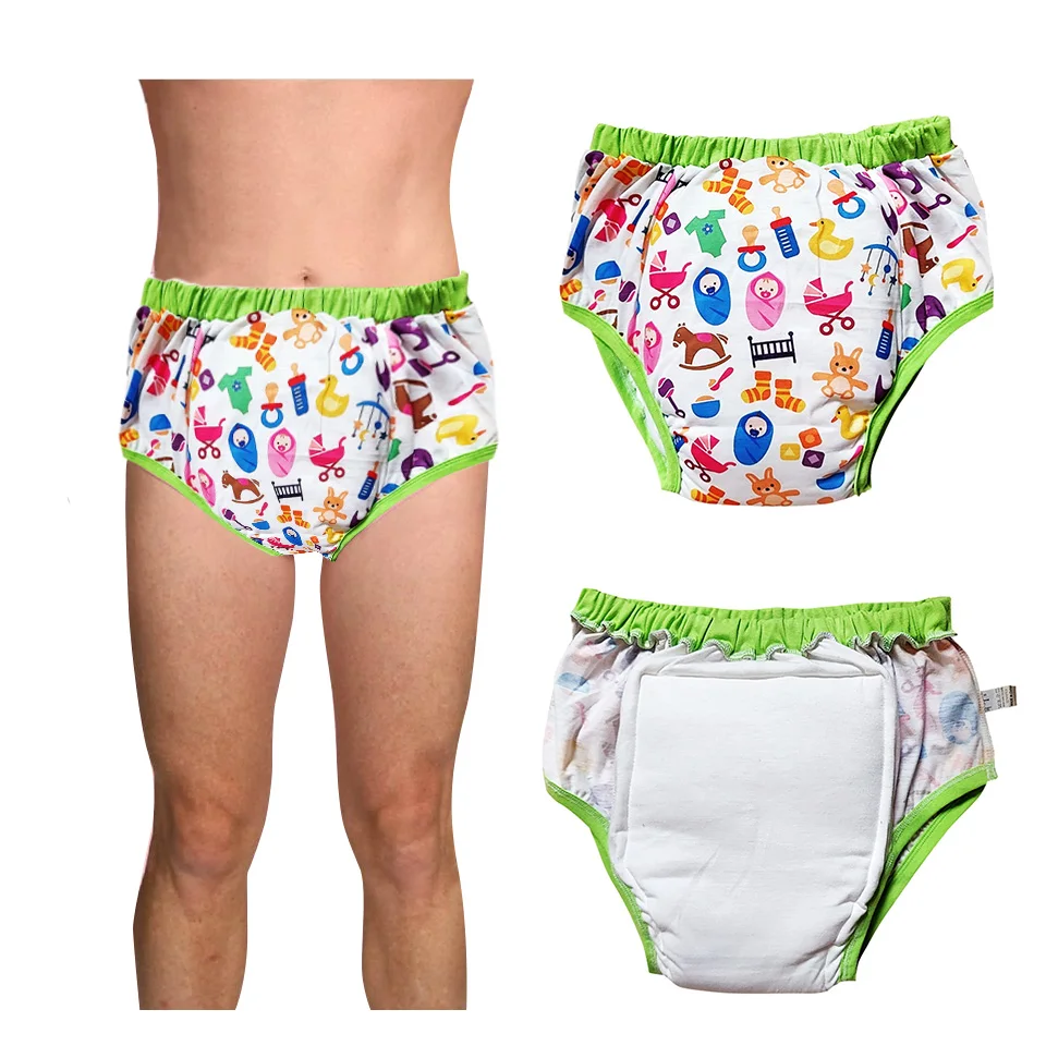 Rabbit Printed Adult Baby Diapers DDLG Reusable Training Pants Washablt Cloth Adult Diaper Nappy Aloth Underwear For Boy, Girl