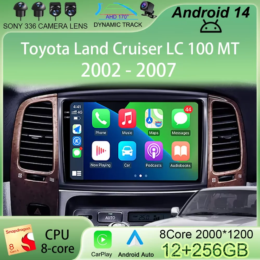 

Android 14 4G Carplay автомобильный радиоприемник мультимедиа GPS для Toyota Land Cruiser LC 100 MT 2002-2007 2din авто радио стерео