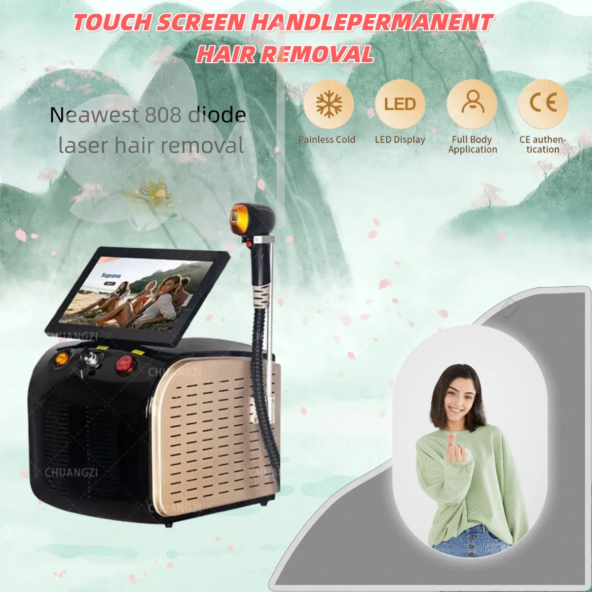 

Diode Laser Hair Removal Machine 3 Wavelength 755 1064 808nm Laser Ice Platinum Permanent Painless Hair Removal Alexandrit CE