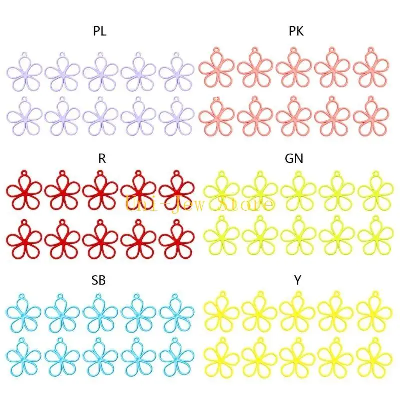 40GB 10pcs ห้าดอกกลีบดอกไม้มีเสน่ห์ที่ไม่ซ้ำกันห้อยสำหรับเครื่องประดับ DIY ทำดอกไม้น่ารัก