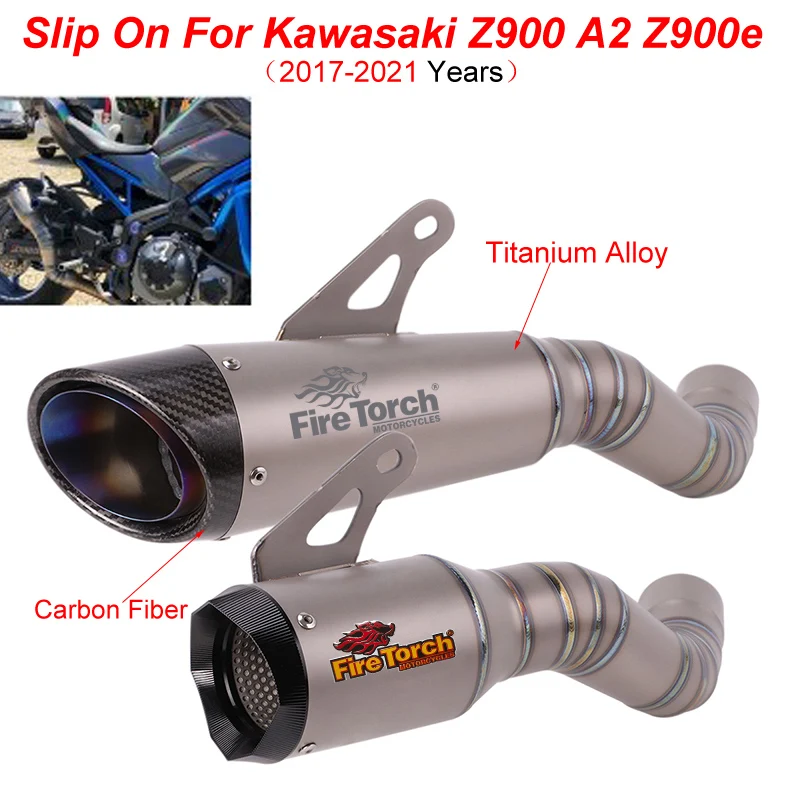 Slip On For Kawasaki Z900 A2 Z900e 2017 - 2021 Motorcycle GP Racing Ttainium Alloy Exhaust Escape Link Pipe Muffler No DB Killer