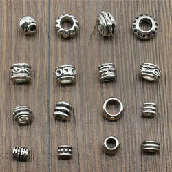20pcs Antique Silver Color European Big Hole Beads Spacer Beads Charm Pendants Jewelry Accessories DIY