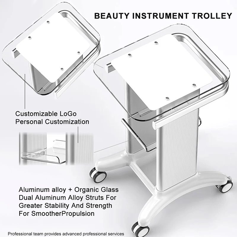 

Top Quality Salon Beauty Instruments Desktop Platform Trolley Cart for Laser RF Machine Mobile Stand Roller Carts