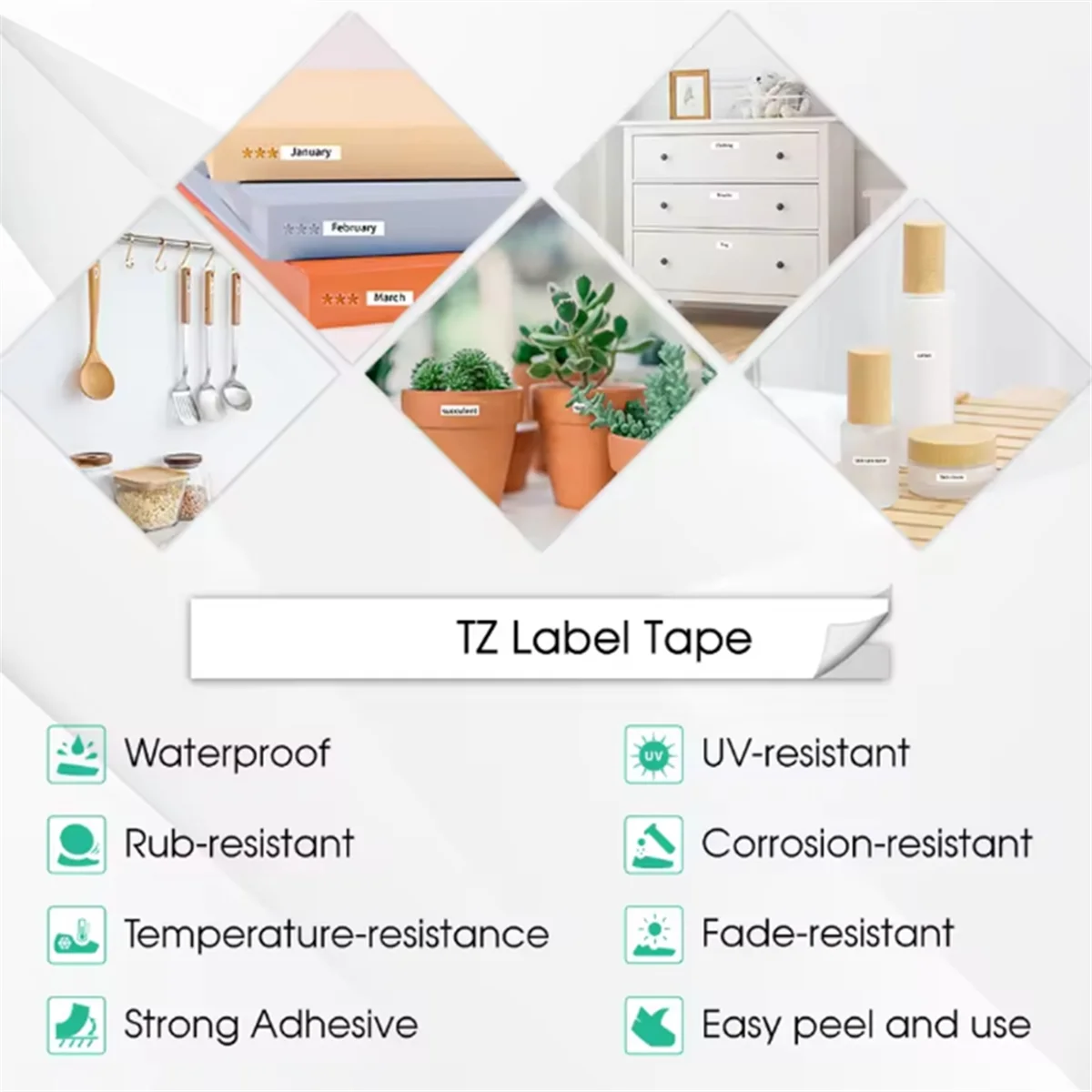 ABGV 10 قطعة 12 مللي متر TZe231 متوافق مع P-Touch TZe221 TZe211 TZe-شريط تصفيح أبيض 5 ألوان مختلطة