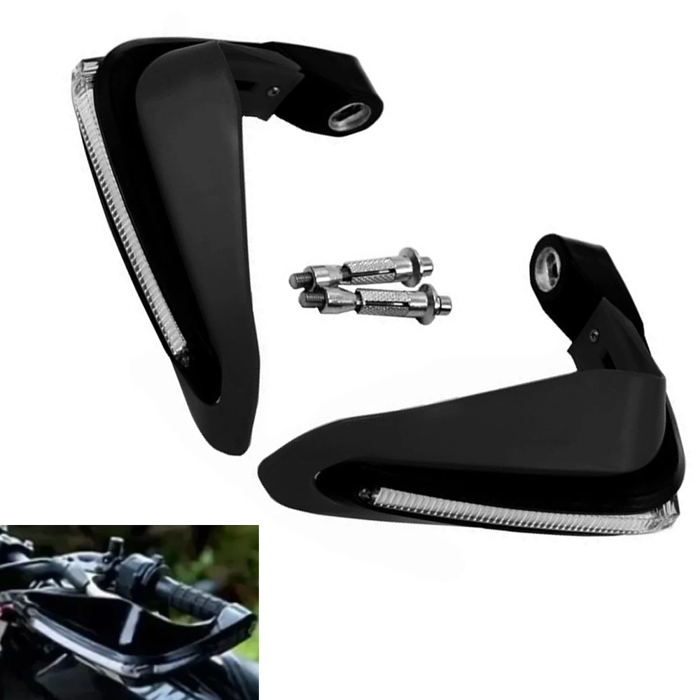 

2pcs Motorcycle Handguards With LED Lights Motorbike Motocross Scooter Windproof Handlebar Hand Guards
