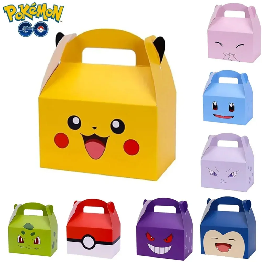 

12pcs/set Pokemon Party Favors Birthday Party Decorations Pikachu Paper Gift Bags Candy Box Baby Shower For Kids Supplies Gifts