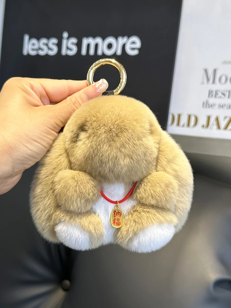 

Cute Rabbit Fur Car Keychain Pendant Plu Toy Bag Decorations Rabbit Design Soft Stuffed Animal Accory by Rui Qiu