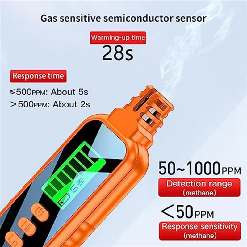 A86G-Gas Leak Detector Portable Natural Gas Detector Alarm Sound Methane Hexane With LCD Screen 2 AAA Batteries For Home