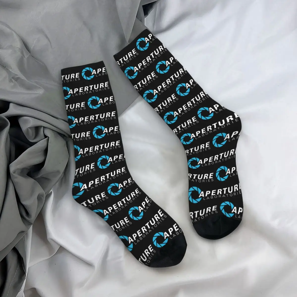 All Seasons Crew Stockings Aperture Science Laboratories - Portal Socks Funny Long Socks for Men Women Valentine's Day Gifts
