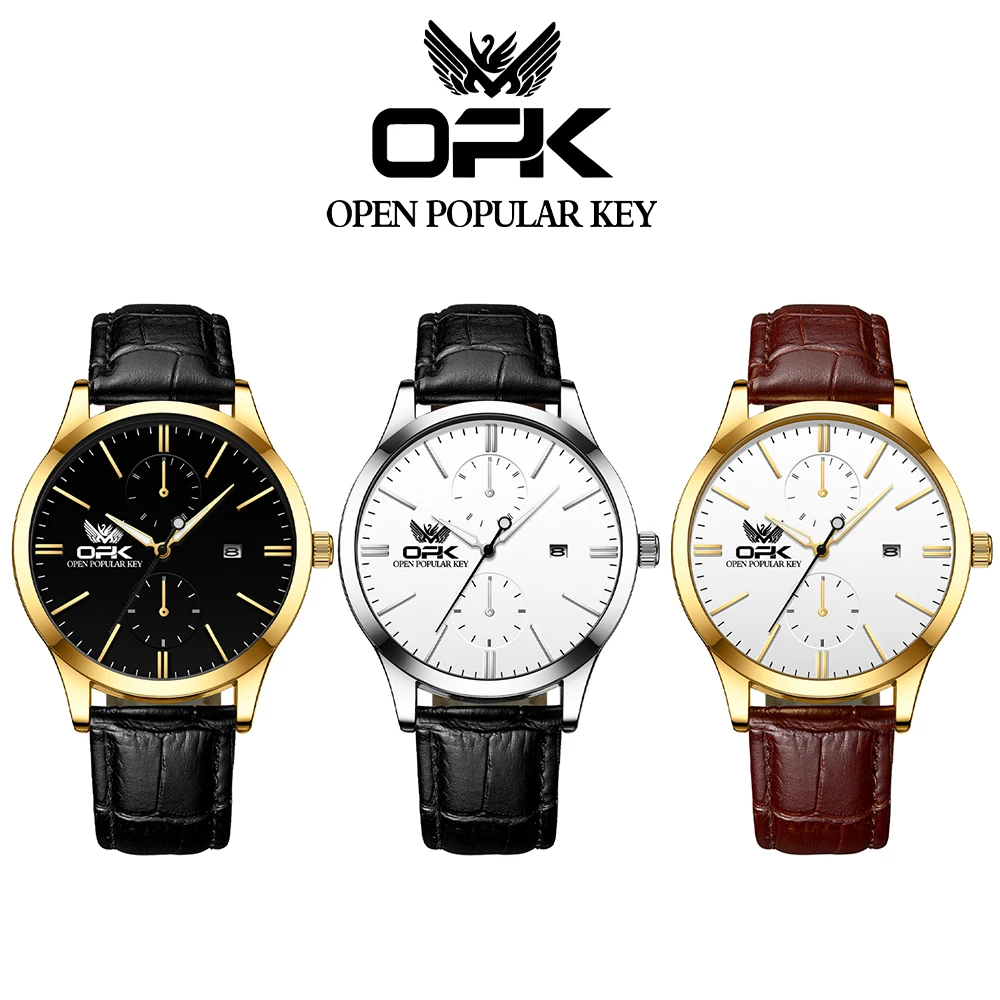 OPK 브랜드 남성용 방수 벨트 쿼츠 시계 8159
