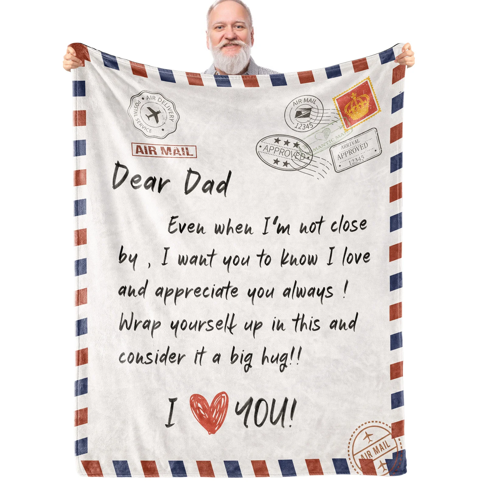 

Cozy Air Mail Theme Blanket, Conveying Unchanging Love and Gratitude - Ultra Soft and Machine Washabl