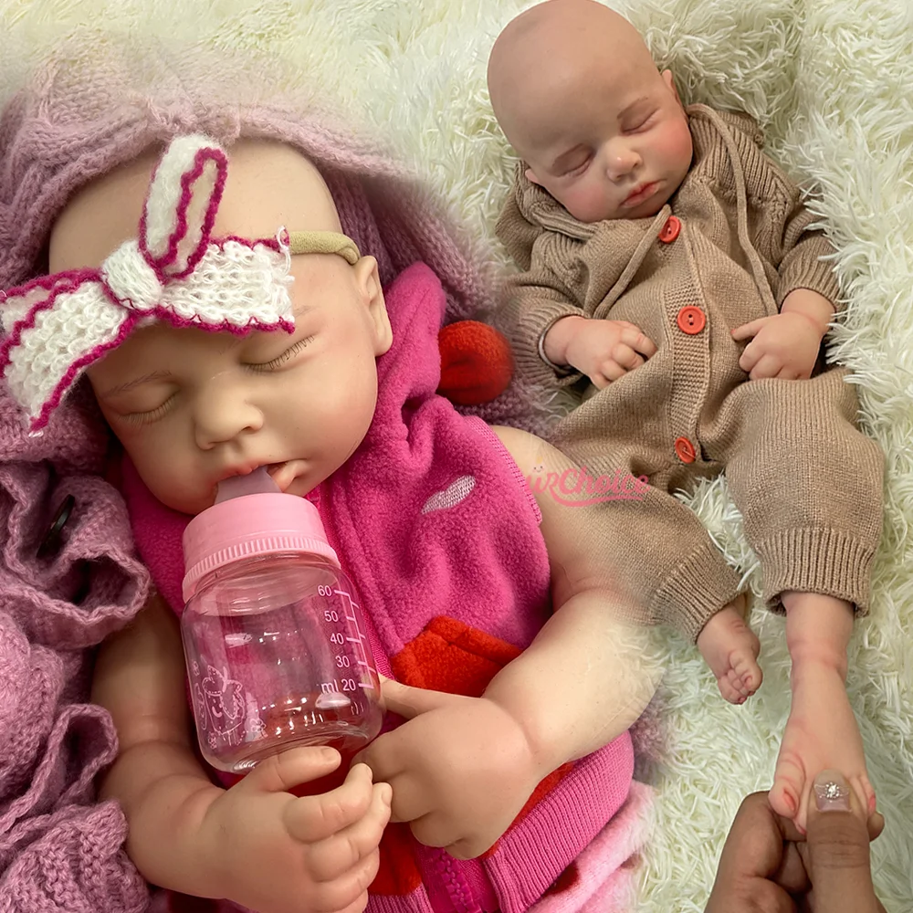 

Open Mouth 20" Lifelike Silicone Reborn Baby Girl & Boy Loulou 1:1 Washable Reborn Doll Sleeping Newborn Doll Collecting And Toy