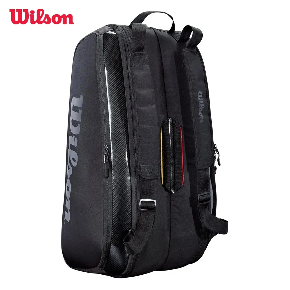 Wilson Super Tour Pro Staff 9 Pack Fine-knit Coating Tennis Bag Double Deck Racket Backpack Tennis Racquet Bag with Insulation