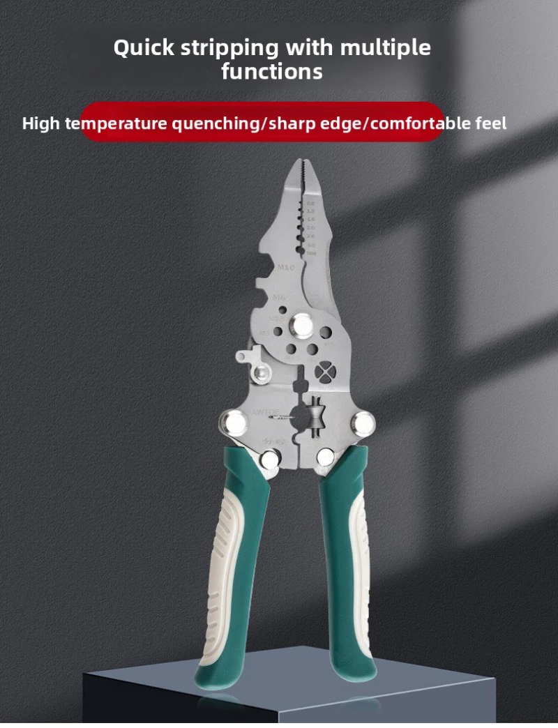 Faltbare Abisolierzange Riemenscheibe Design Multifunktions Elektriker Draht Splitter Draht Wicklung Zange Crimpen Zange Hand Werkzeug – Detail 1