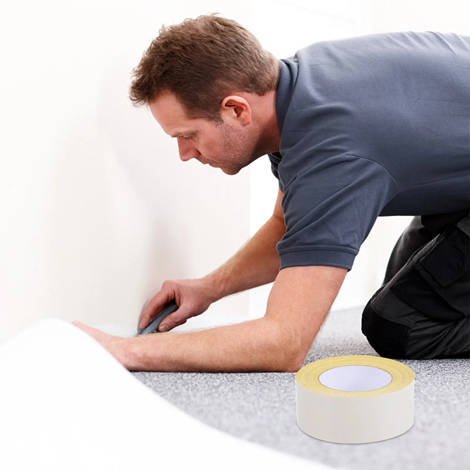 1-roll-yellow-double-sided-tape-cloth-material-waterproof-corrosion-resistant-flexible-abrasion-proof-high-temp-floor-carpet-diy
