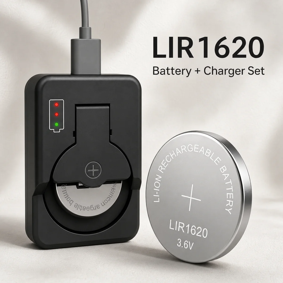 Rechargeable Lithium Coin Battery LIR1620 3.6V Button Cell, CR1620 Replacement For Electronic Devices Stable Power Long Lasting