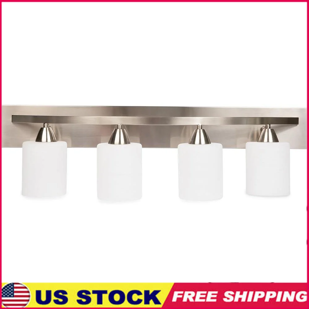 

Modern Bathroom Vanity Light Fixture 4 Lamp Over Mirror Lighting Milk Glass Shade Brushed Nickel Durable Easy Installation