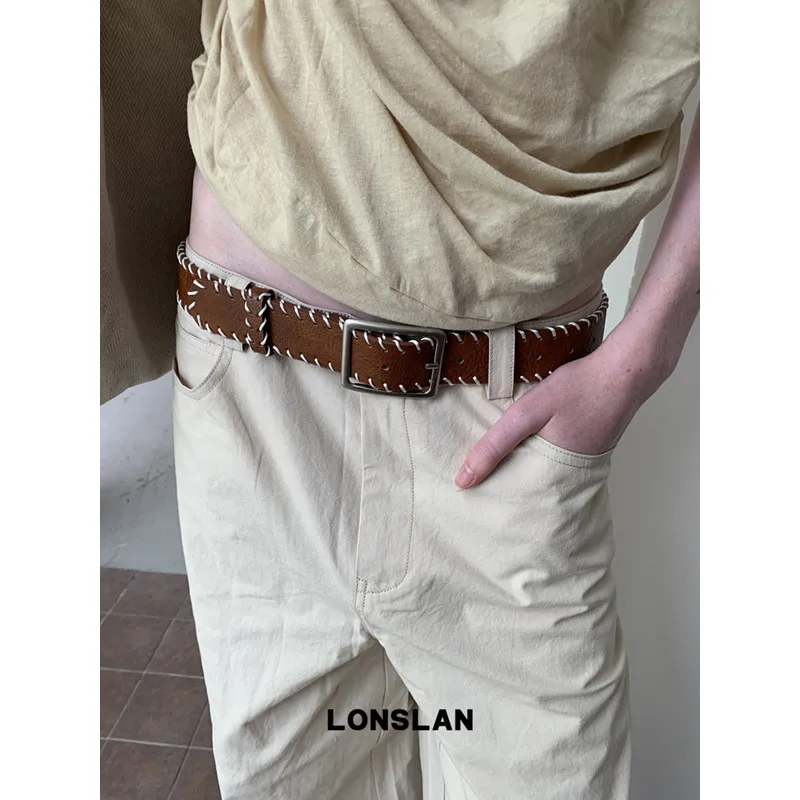 

Women Men Weave Pu Leather Buckle Belt Waistband