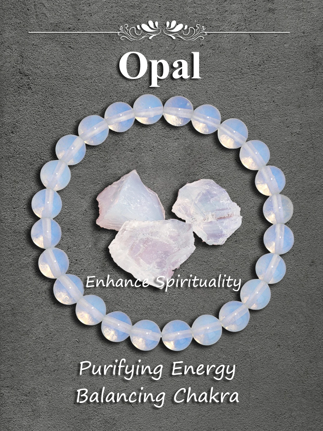 Natural Stone Opal Bead Bracelet for Women & Men Healing Energy Protection Positive Vibes Stress Relief Spiritual Jewelry Gift