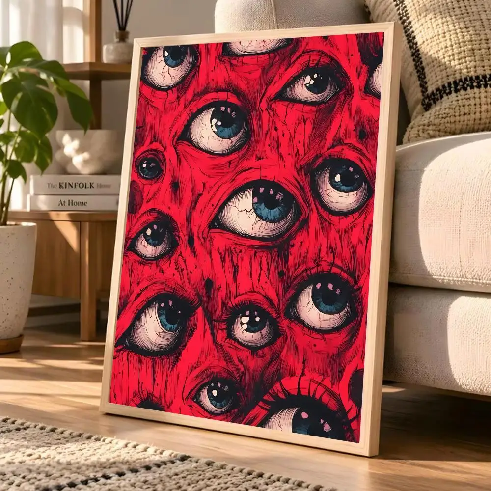 Surreal Colorful Art T-Trippy Eyeball Poster Wall Art Mural Print for Home Accent, Unframed Decorative Piece