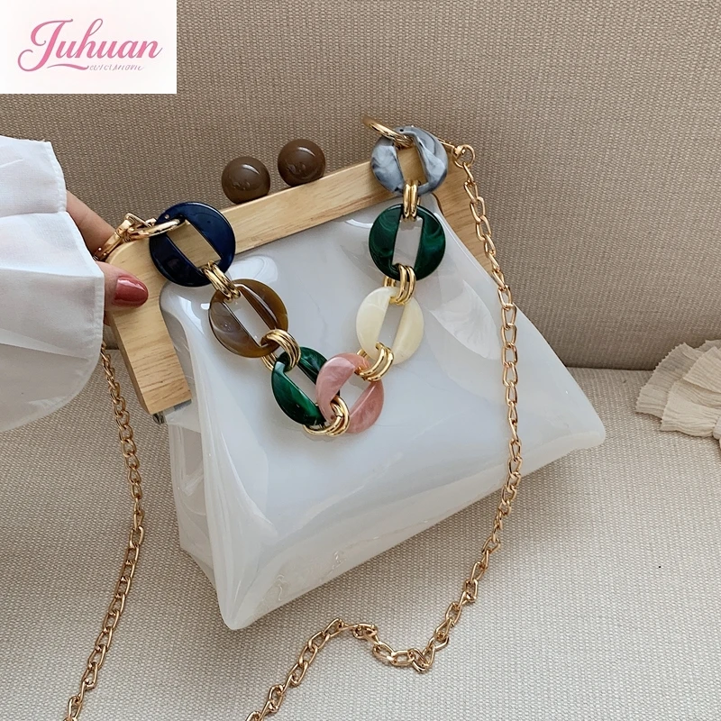 

2025 Summer Women's Fashion Multifunctional Chain Messenger Bag Foreign Style Jelly Transparent Shoulder Bag Daily Party Handbag