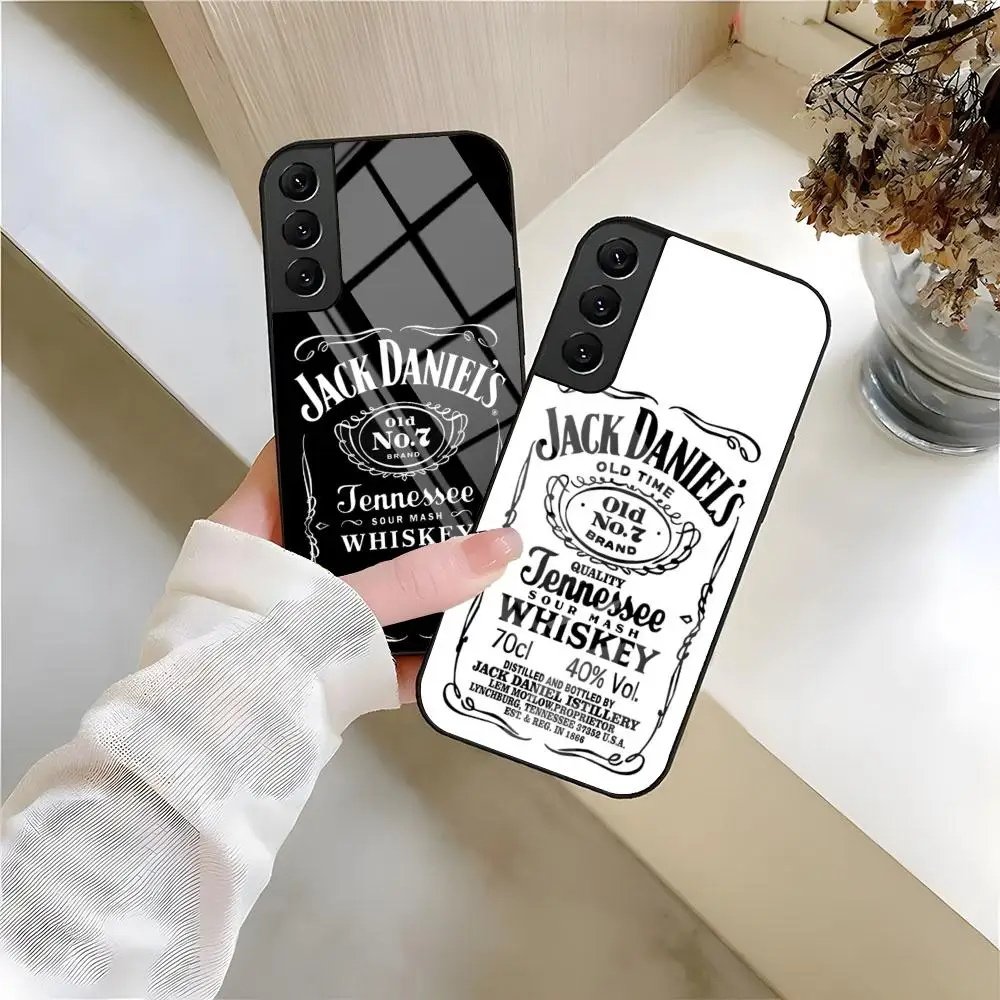 J-Jack Retro DaNiels Whisky Phone Case For Samsung S26 S25 S24 FE S23 S22 S21 Plus S20 Ultra Note20Ultra Black Glass Cover