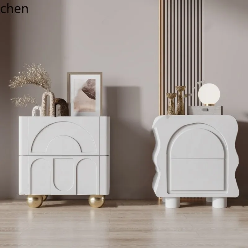 LXC Lacquered Bedside Table Solid Wood Two-Drawer Cabinet Bedroom Bedside Internet Celebrity Storage Cabinet Complete Set