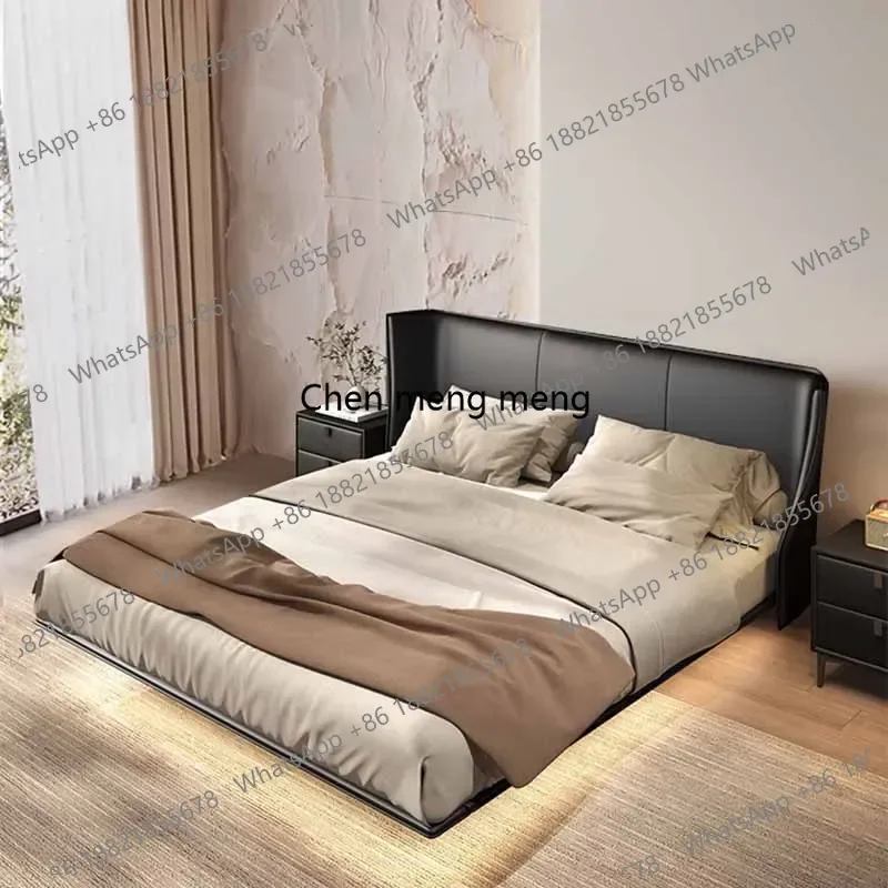 

European Black Double Bed Bedroom Waterproof Sleeping Headboard Twin Bed Queen Luxury Unique Letto Matrimoniale Unique