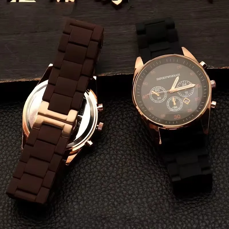 Silicone Rubber Clad Steel Watchband Watch Chain for Armani Bracelet AR5889/5890/5905/5920/5906 Men 23mm and Women 20mm Straps