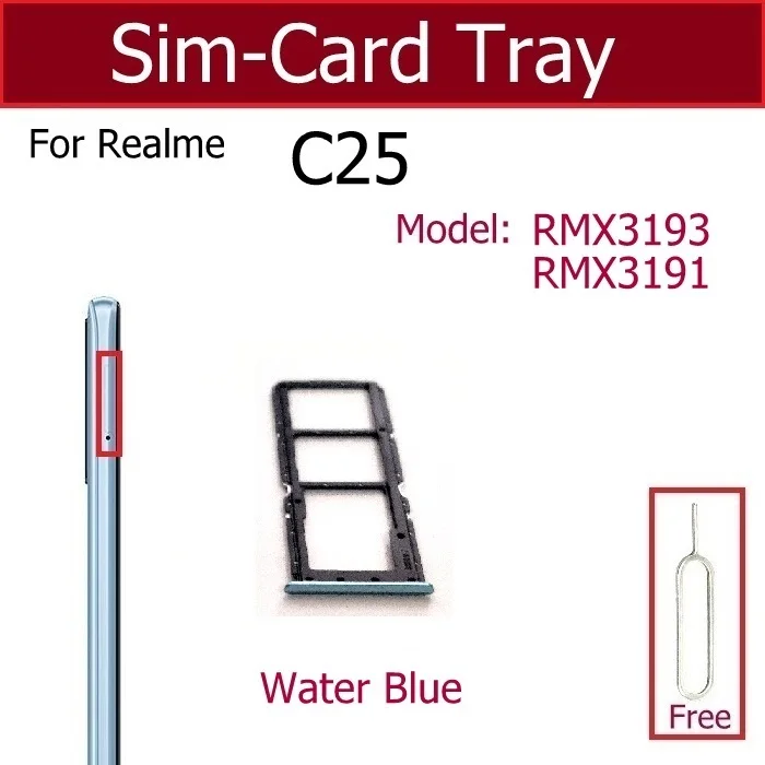 SIM Card Tray For OPPO Realme C20 C21 C25 C21Y C25Y C25S C20A Sim Card Slot Tray Holder Adapter Replacement Parts