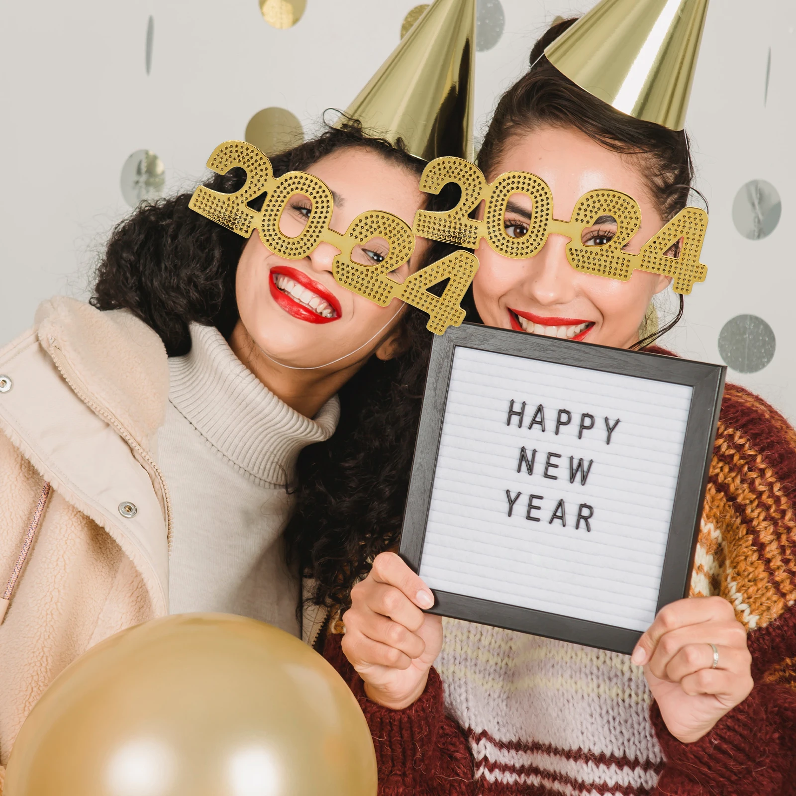 

Digital Eyeglasses New Year Party Funny Sunglasses Golden Photo Booth Props Party Supplies 2024 Modeling Eye Decoration Plastic