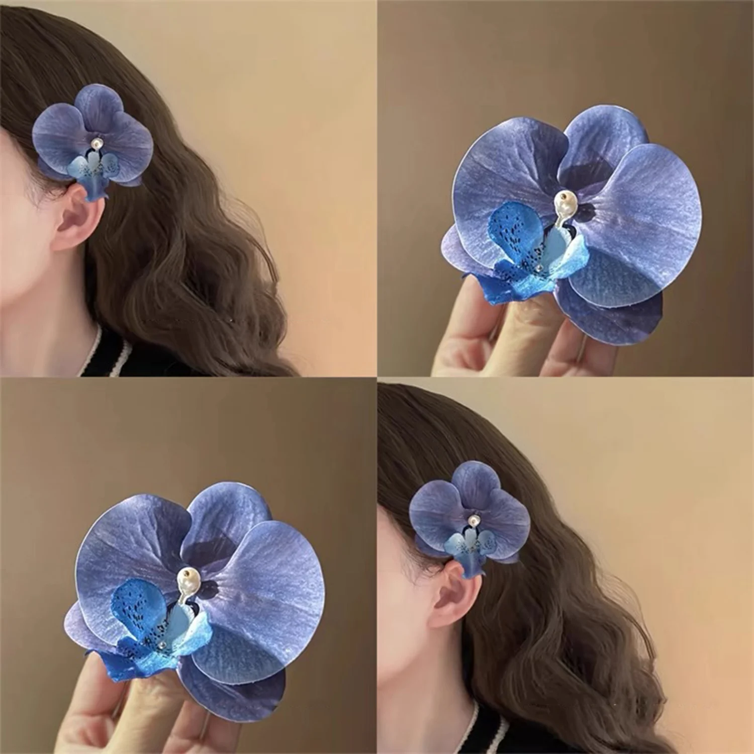 Pearl Flower Hair Clip Cute Cloth Butterfly Orchid Orchid Hairpins Duckbill Clip Korean Duckbill Clip For Girl Beach