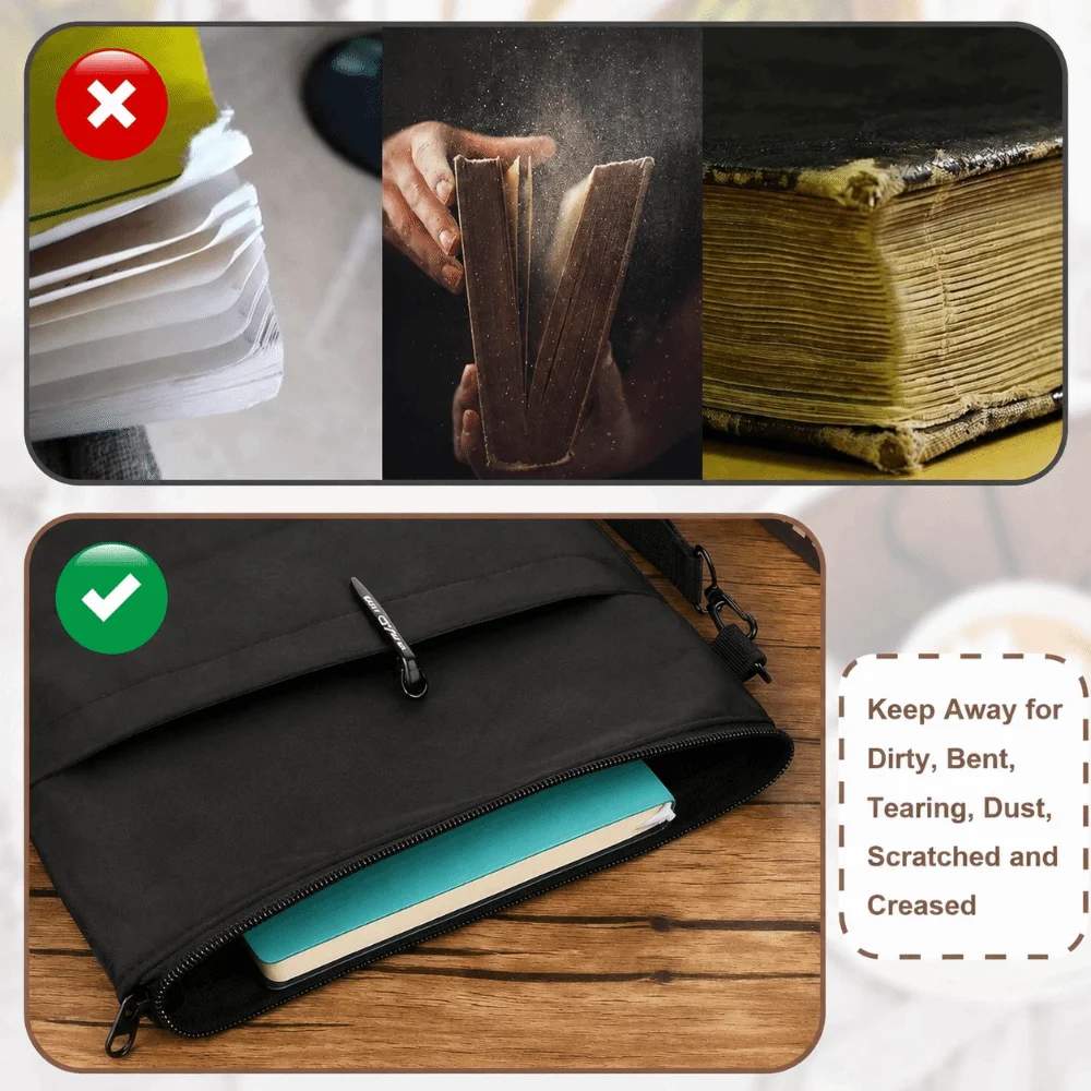 with Zipper Book Sleeves Portable Lightweight Book Protector Pouch Water-resistant Stain-resistant Book Covers for Women Teacher