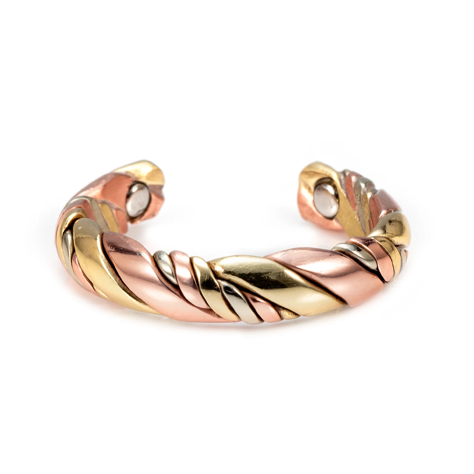Wollet Tri Tone Braide Copper Rings for Women,Magnetic Ring with 3 Colors,99.9% Solid Pure Copper Ring with Adjustable Size,Gift