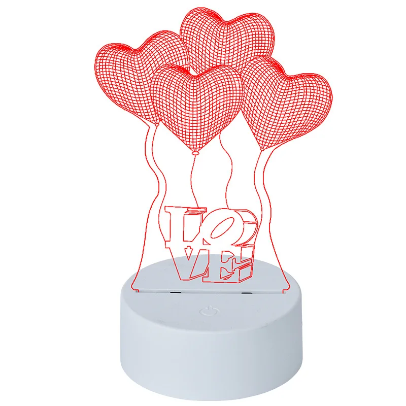 Novelties 3D Pattern Monochrome Night Light Bedhead Desktop Lamp Acrylic 3D Pattern and USB Base with Switch Free Shipping Gift