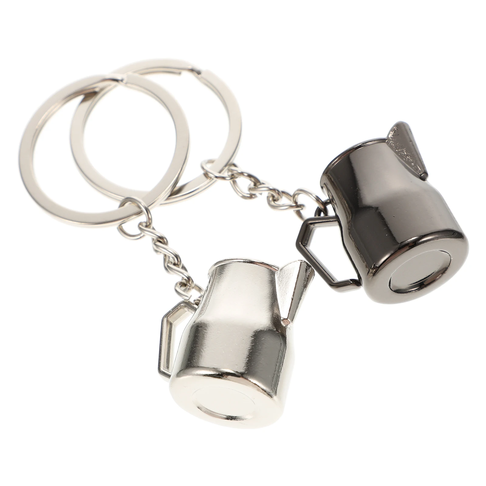 

2Pcs Coffee Zinc Car Keychain Alloy Lightweight Fashionable Gift Car Coffee Series Pendant Keychain Accessories