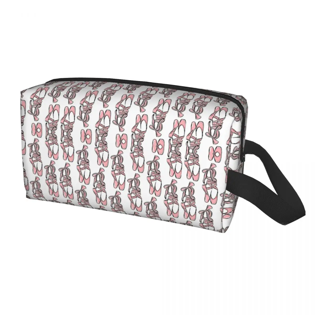Girls Ballets Shoes Pattern Storage Toiletry Bag Cosmetic Pouch Travel Organizer for Makeup Brush Case Zippered Pouchs