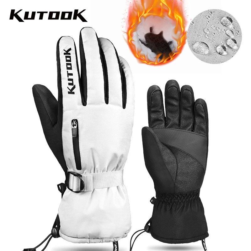 KUTOOK Skiing Gloves Winter Thermal Bicycle Cycling Snowboard Gloves Touchscreen Waterproof for Bike Motorcycle Ski Accessories