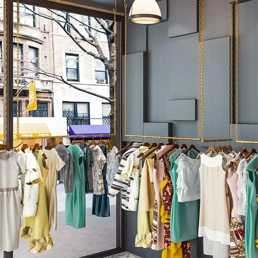 2 Pcs Adjustable Height Clothing Storage Chain Garment Rack, Wedding Dress Hanging Rack, Boutique Display Shelf, Towel Rack 47.2" L - view 5