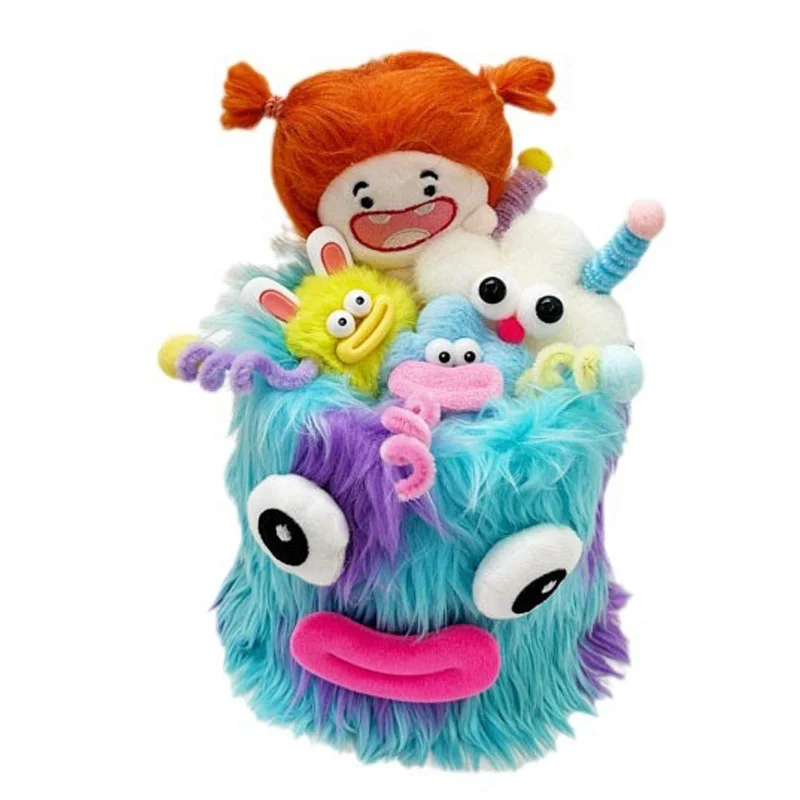 Korean Funny Fluffy Plush Monster Flowers For Kawaii Action Figure Winter Warm Give Girl Friend Gift