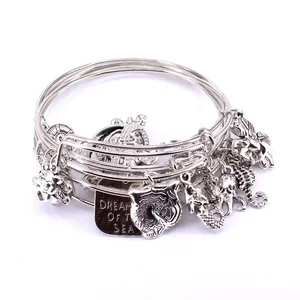 5 PCs Set von Drahtarmbändern für Frauen Jüdlern gemischtes Marine Lebenstar des Sea Delphin Turtle Charm Bracelets C039 8 Hauptverkaufsschildkrötenarmband - №5
