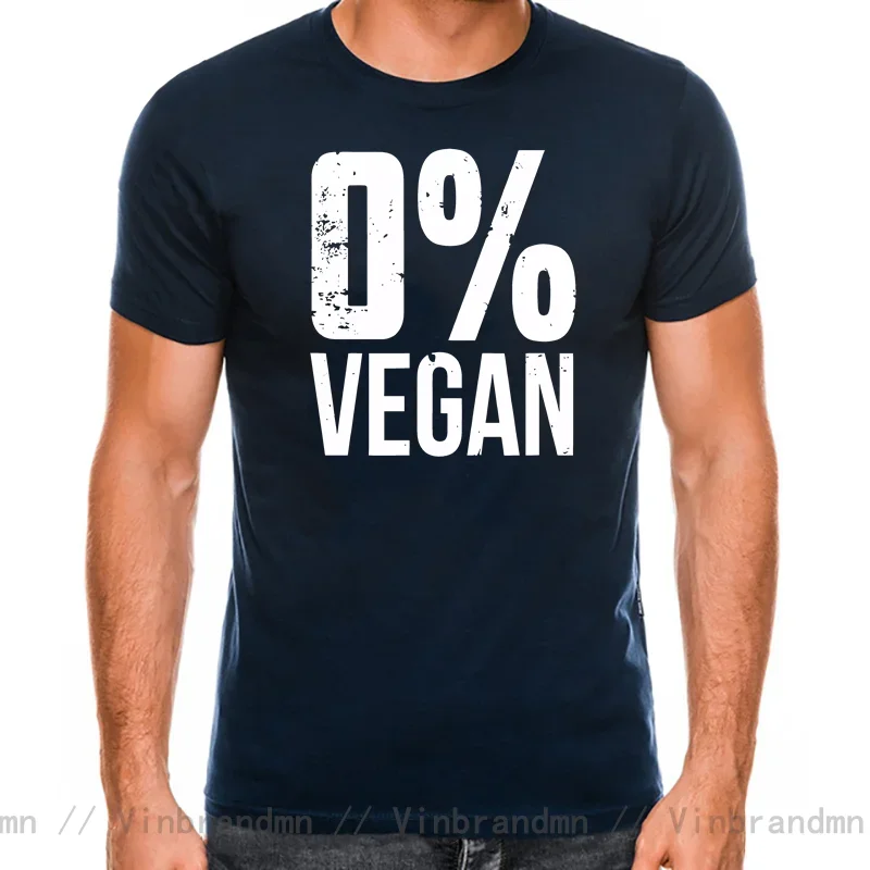 Zero Percent Vegan Funny BBQ Carnivore Meat Eater T-Shirt 0% Vegan T Shirt for Men Printing Tops Tee Shirt Oversized Cotton Tees