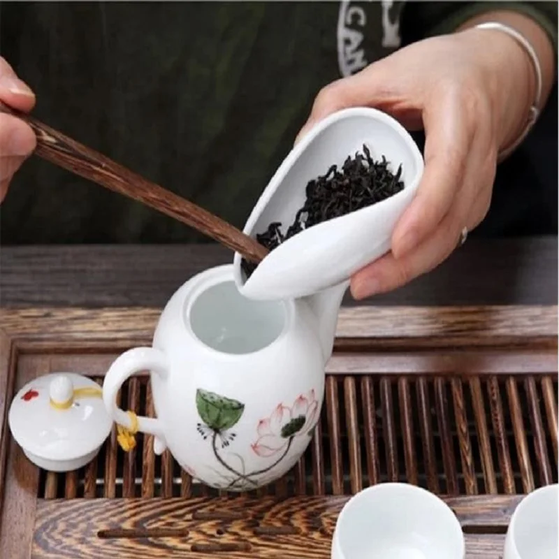 Coffee Beans Dose Trays White Smooth Porcelain Teaspoon Tea Separator Vessel Tea Set Tools Coffee Bean Tea Spoon Shovel Soda Tea