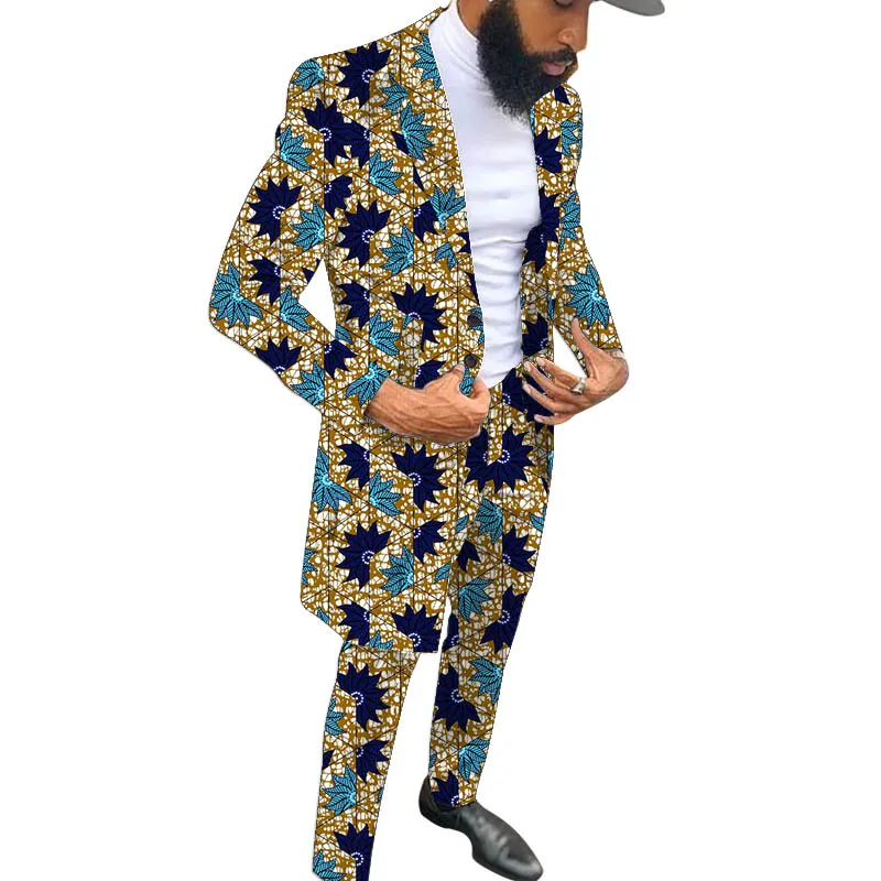 

Мужской костюм в африканском стиле от кутюр, длинные пиджаки с брюками, мужская нигерийская модная одежда для свадьбы/вечеринки, наряды для жениха