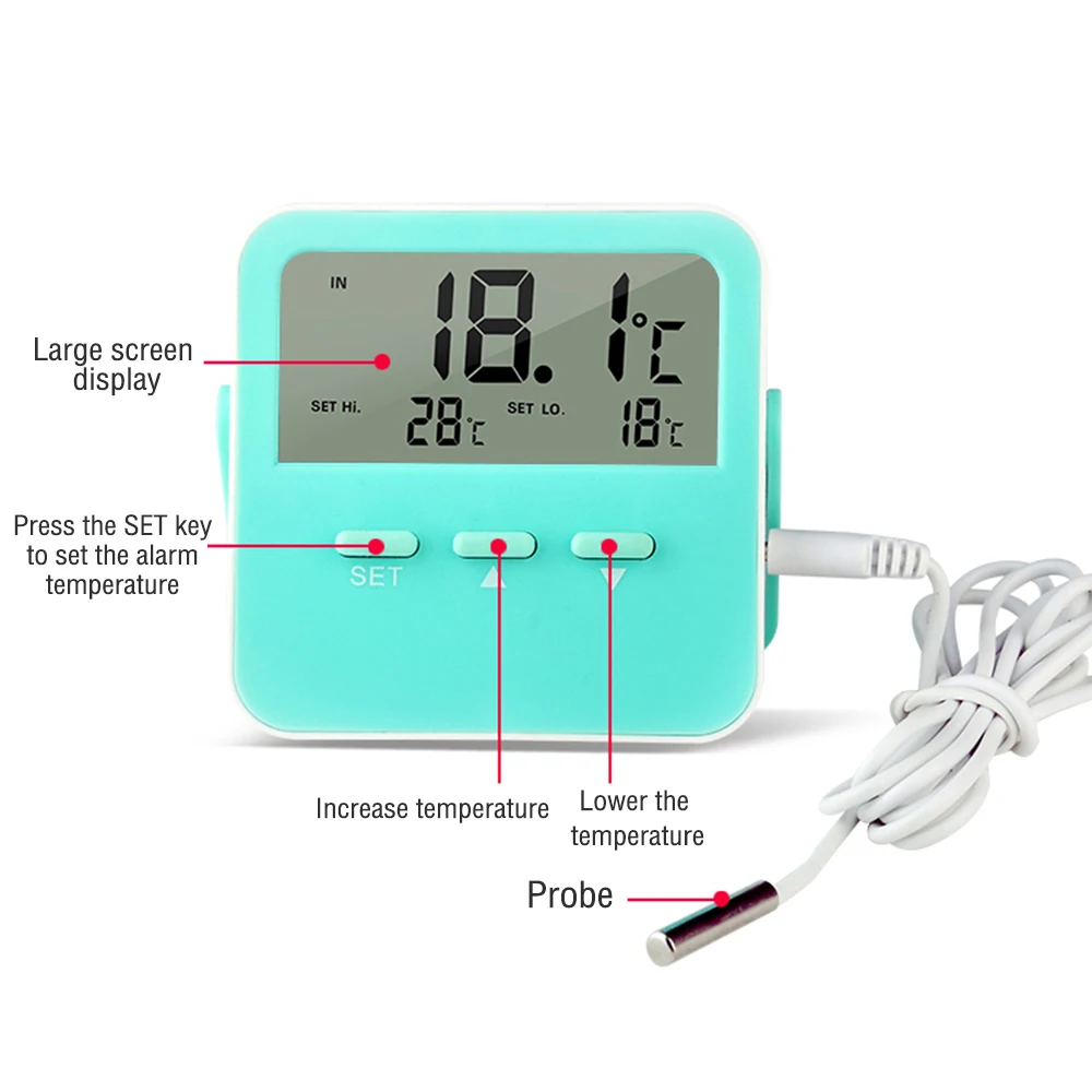 Mini LCD Digital Probe Sensor Thermometer Water Tank Swimming Pool Refrigerator Aquarium Wine Cellar Thermometer Measurer